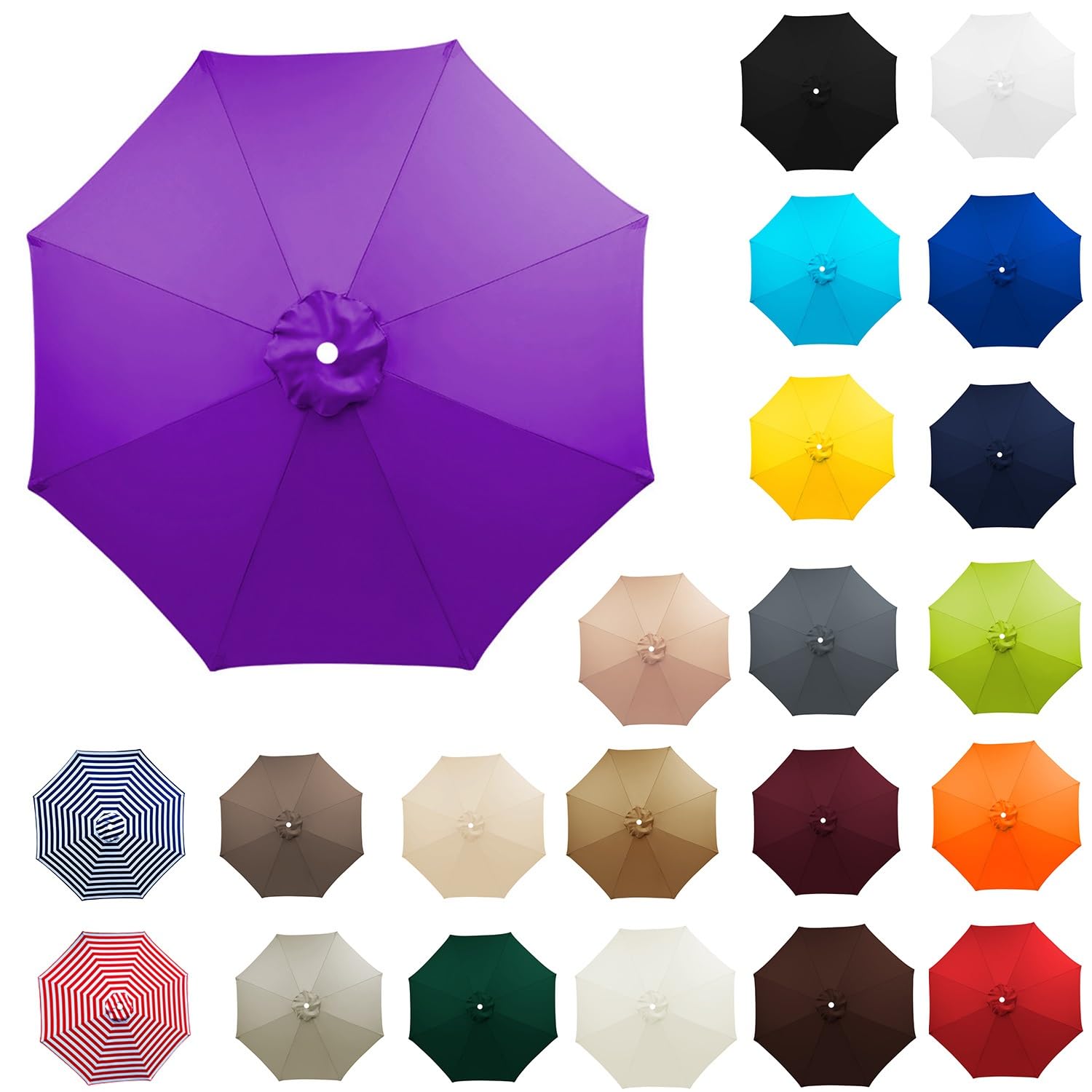 Replacement Parasol Canopy For 8 Arms, Strong and Thicck Garden Umbrella Replacement Cover, UV Protection Waterproof, Umbrella Covers For Garden Deck Backyard Pool(Purple,13.12ft)