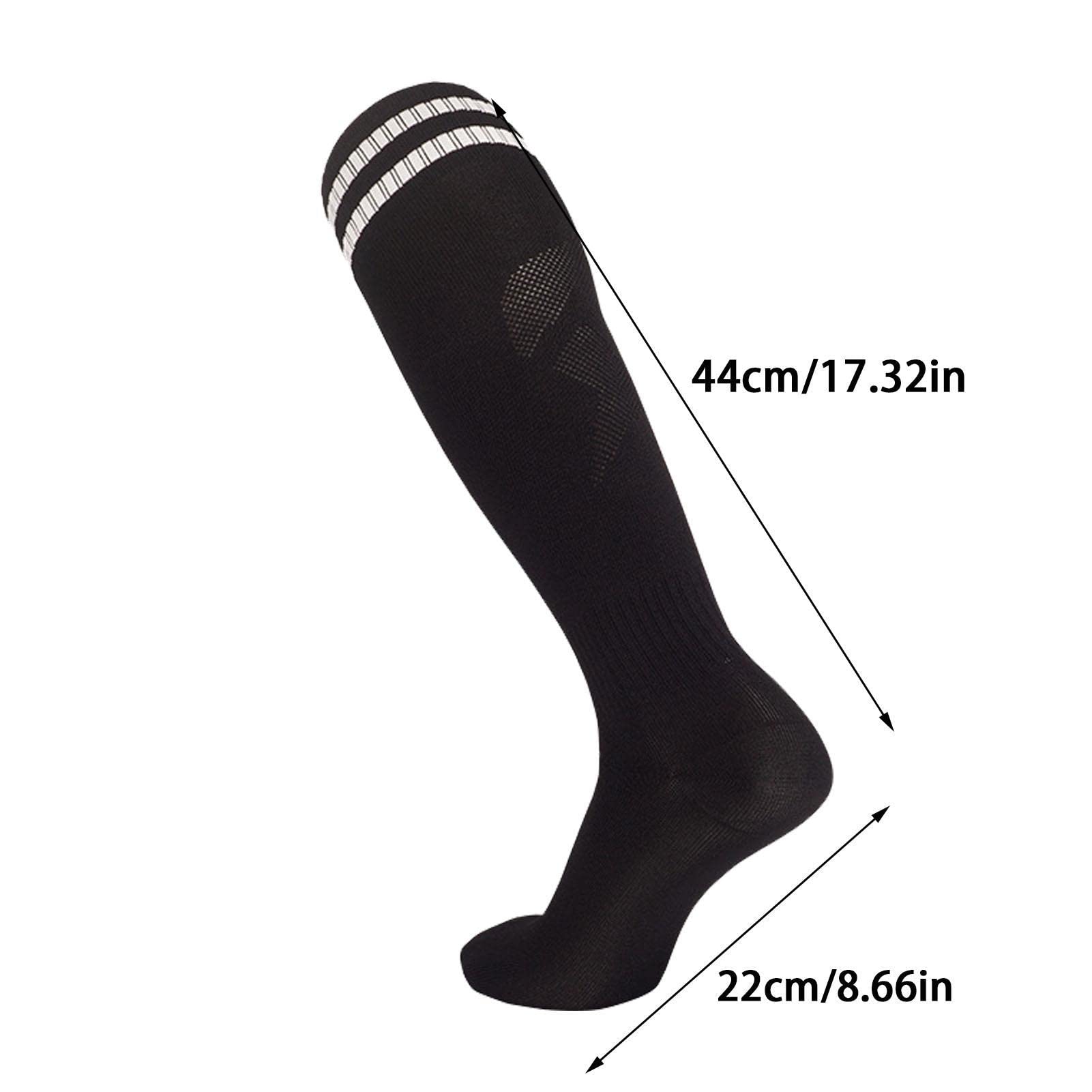Calzini da calcio con strisce | Calzini da calcio antiscivolo a tubo lungo calzini alti al ginocchio, calze da calcio retrò a doppia striscia calze a compressione per sport all'aperto