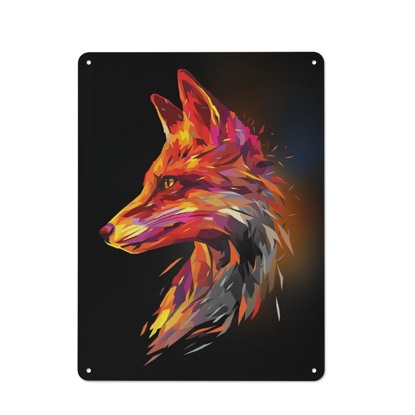 Junmoney Abstract Fox Metal Sign 40X30cm With For Workshop Wall, Vintage Decor, A Decorative Christmas Gift For Metal Sign Collectors