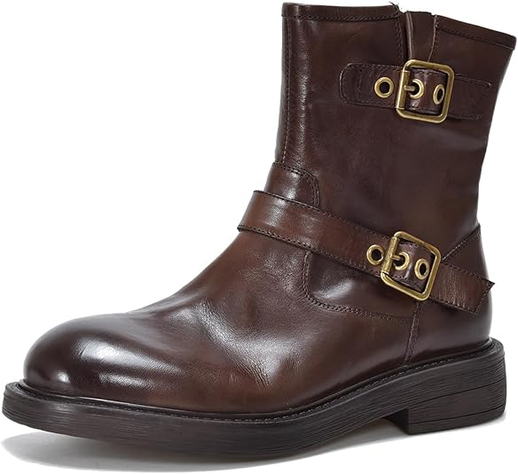 Amazon | [ZUYEE] レディース ショートブーツ 本革 サイドジップ 