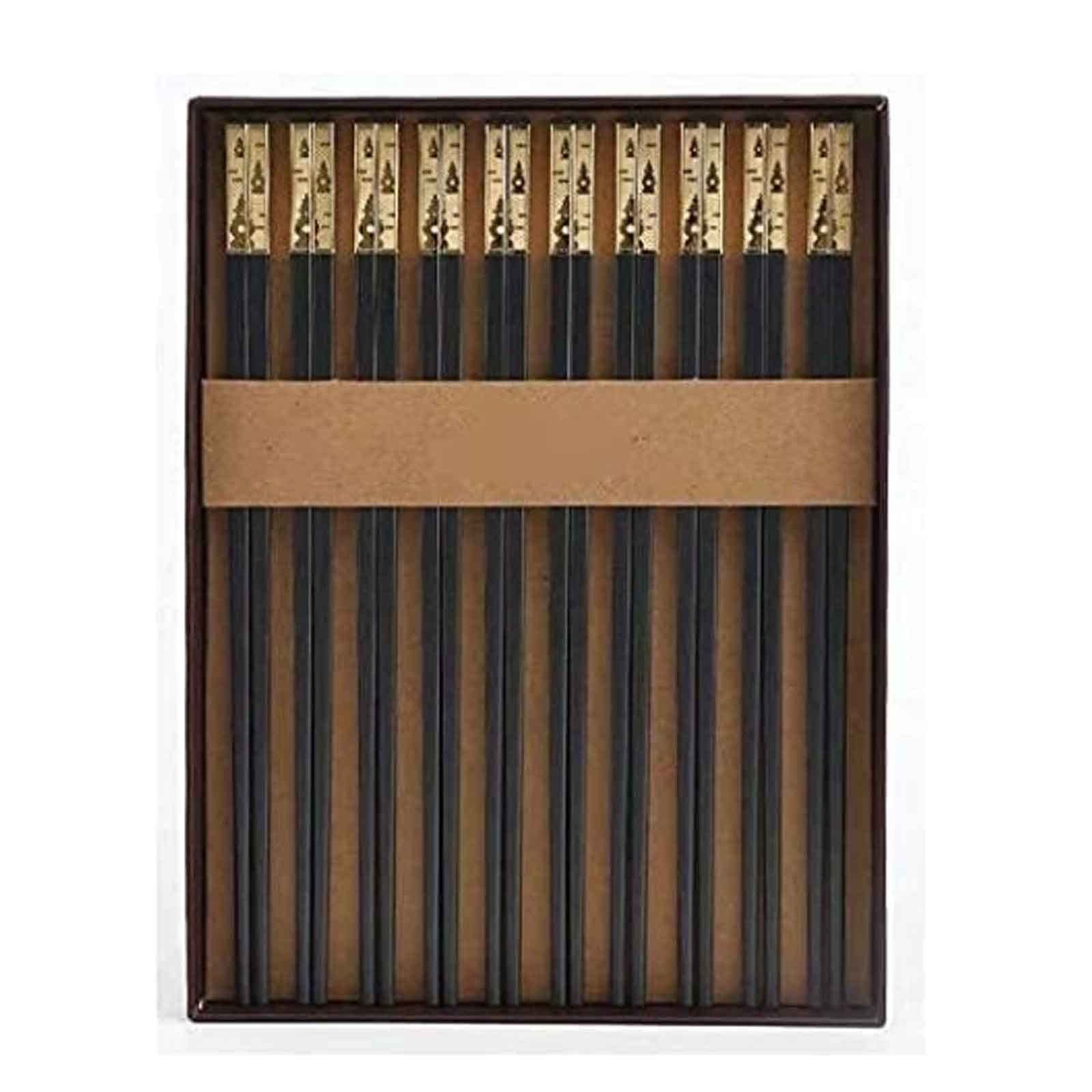 Palillos, palillos chinos reutilizables Palillos reutilizables, palillos de aleación de alto grado, palillos, sin deslizamiento, resistencia a alta temperatura, juego de oro de 10 pares, palitos de co