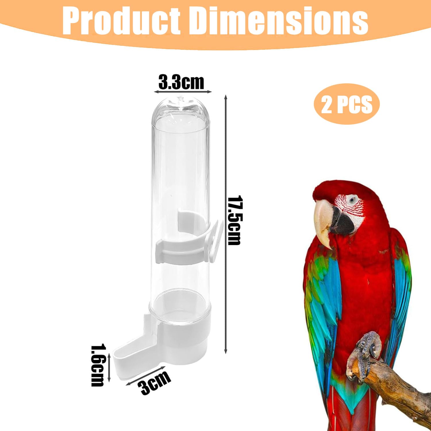 Abreuvoir Oiseaux,2 PCS Abreuvoir Oiseaux Automatique 120ml Distributeur d'eau Transparent pour Cage Perruche Perroquet avec Brosse de Nettoyage Mangeoire Eau Plastique pour Pigeons