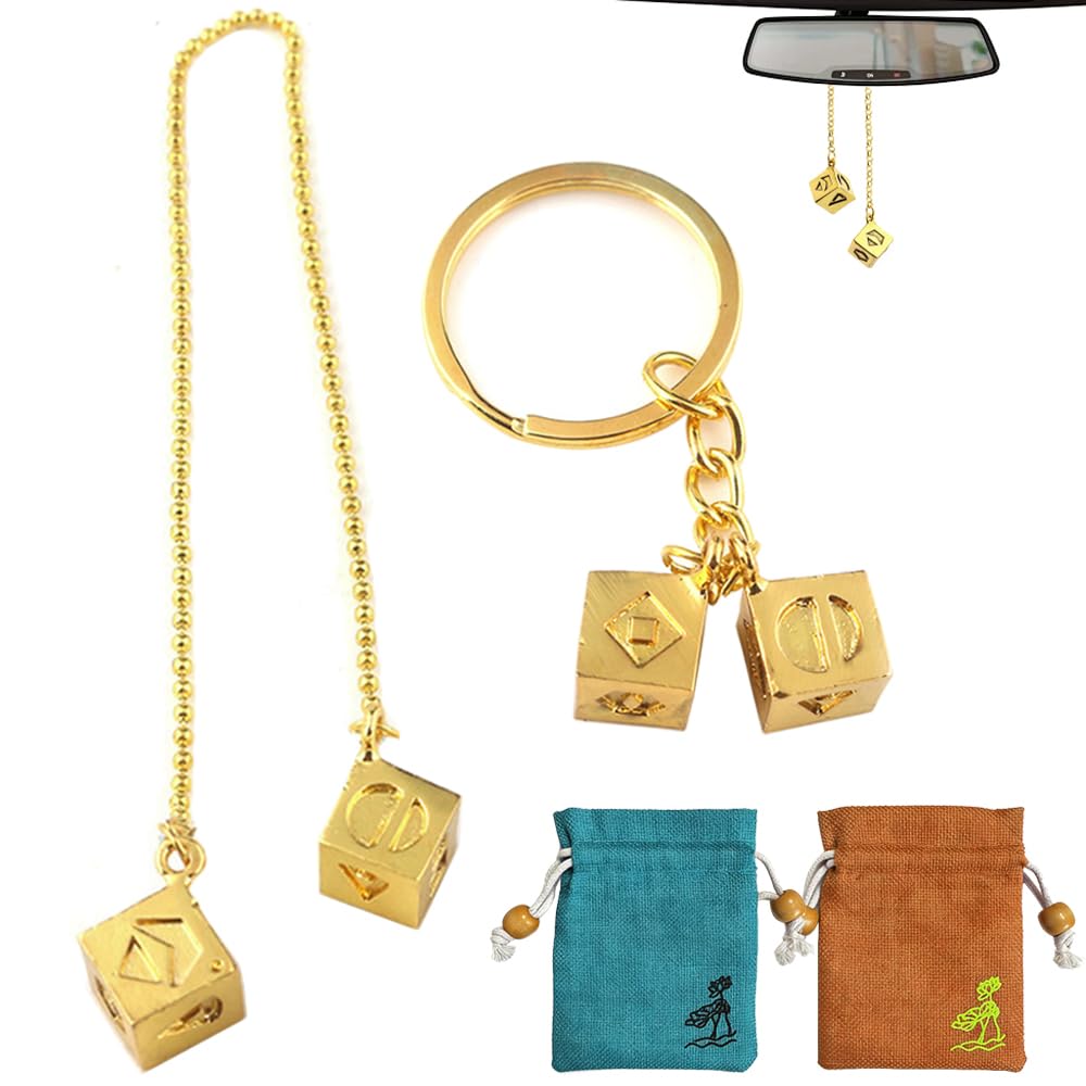 2 ciondoli portafortuna Han Solo, divertenti dadi Han Solo, placcati in oro, portachiavi da appendere ornamento per fan di Star Wars, accessori per auto, portachiavi con ciondolo per auto, regali per