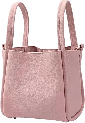 Miniatura 11 de Bolso de Lujo de Diseño Clásico para Mujer, Bolso de Mano de Cuero Suave, Bolso de Moda Multifuncional Tipo Cubo, Elegante Bolso de Mano