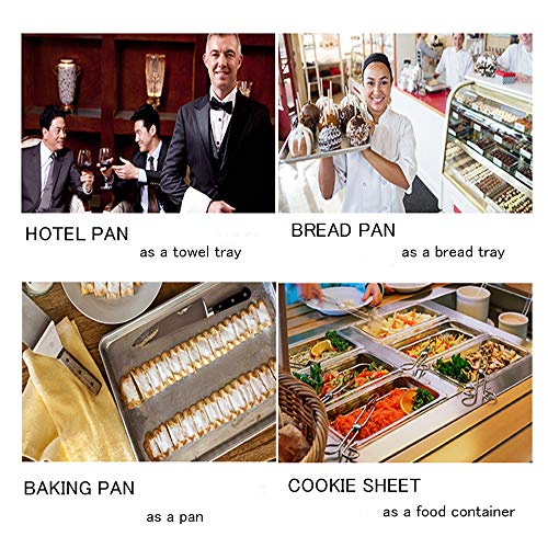 Sheet Pan,Cookie Sheet,Heavy Duty Stainless Steel Baking Pans,Toaster Oven Pan,Jelly Roll Pan,Barbeque Grill Pan,Deep Edge,Superior Mirror Finish, Dishwasher Safe (16.2X12.6X2.4 Inch) #TOP3
