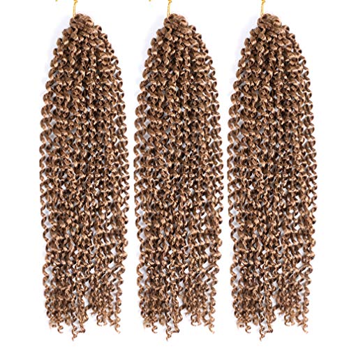 YUKAYULA 3 Pieces 18 Inch Passion Twist Hair Water Wave Curly Crochet Braids for Passion Twisted Crochet Hair Locs Hair Extensions (Brown(27#))