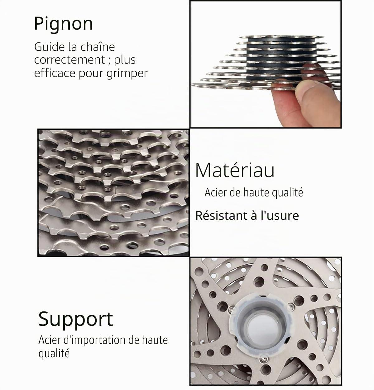 Cassette à 11 vitesses 11-25T/28T/30T/32T/34T/36T/40T/42T/46T/50T/52T Cassette de vélo de montagne/vélo de route 11 vitesses compatible avec Shimano Ultegra XT Sunrace Sram