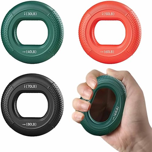 Entrenador de fuerza de agarre (30-80 libras)  6 niveles de resistencia, 3 anillos fortalecedores de silicona para escalada en roca, atletas,