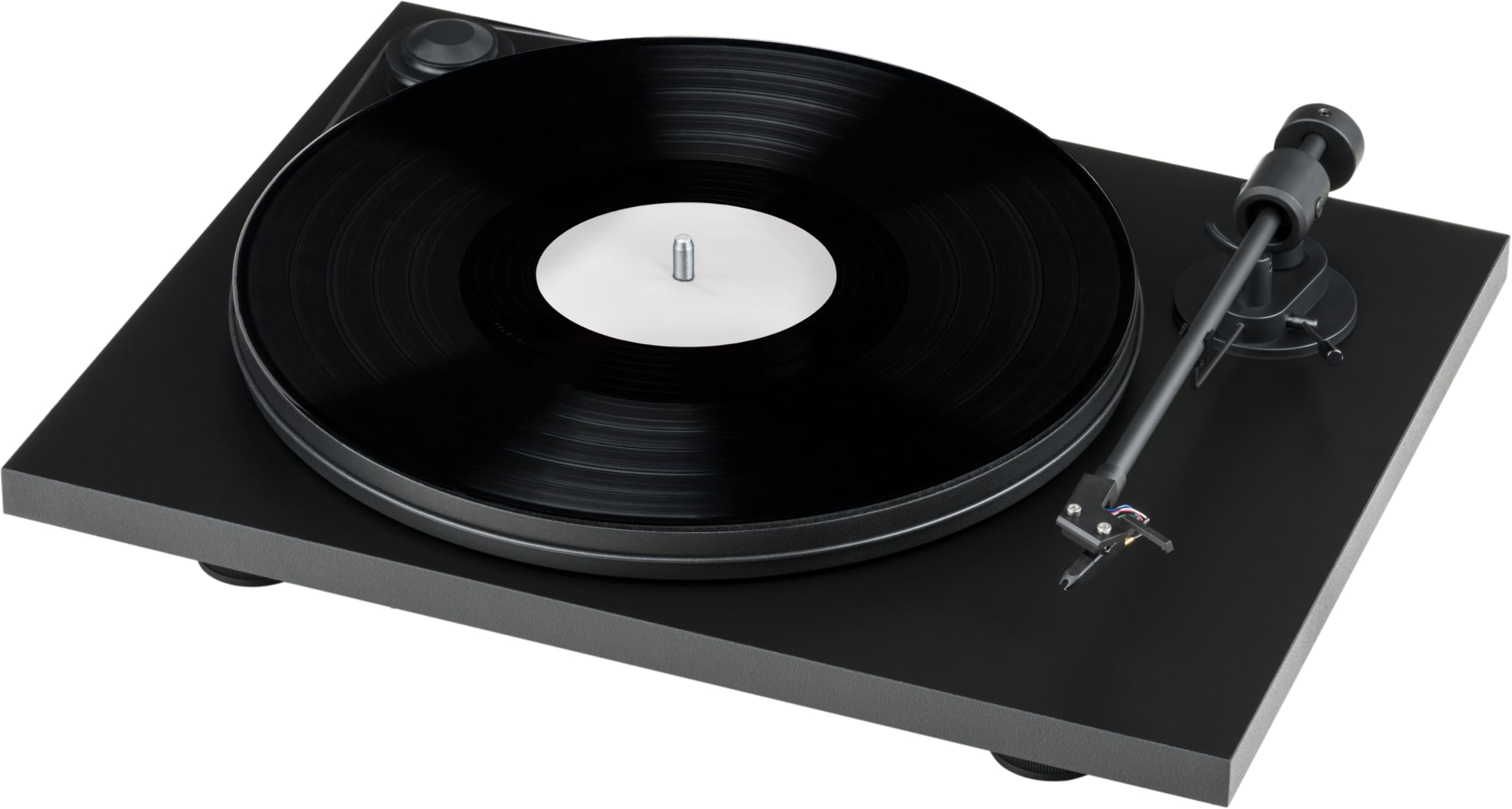 Pro-Ject Primary E Platine Vinyle Audiophile Plug & Play avec Ortofon, Noir | Tourne-disque Hi-Fi à entraînement par courroie, moteur synchrone, capot anti-poussière inclus et fabriqué en Europe