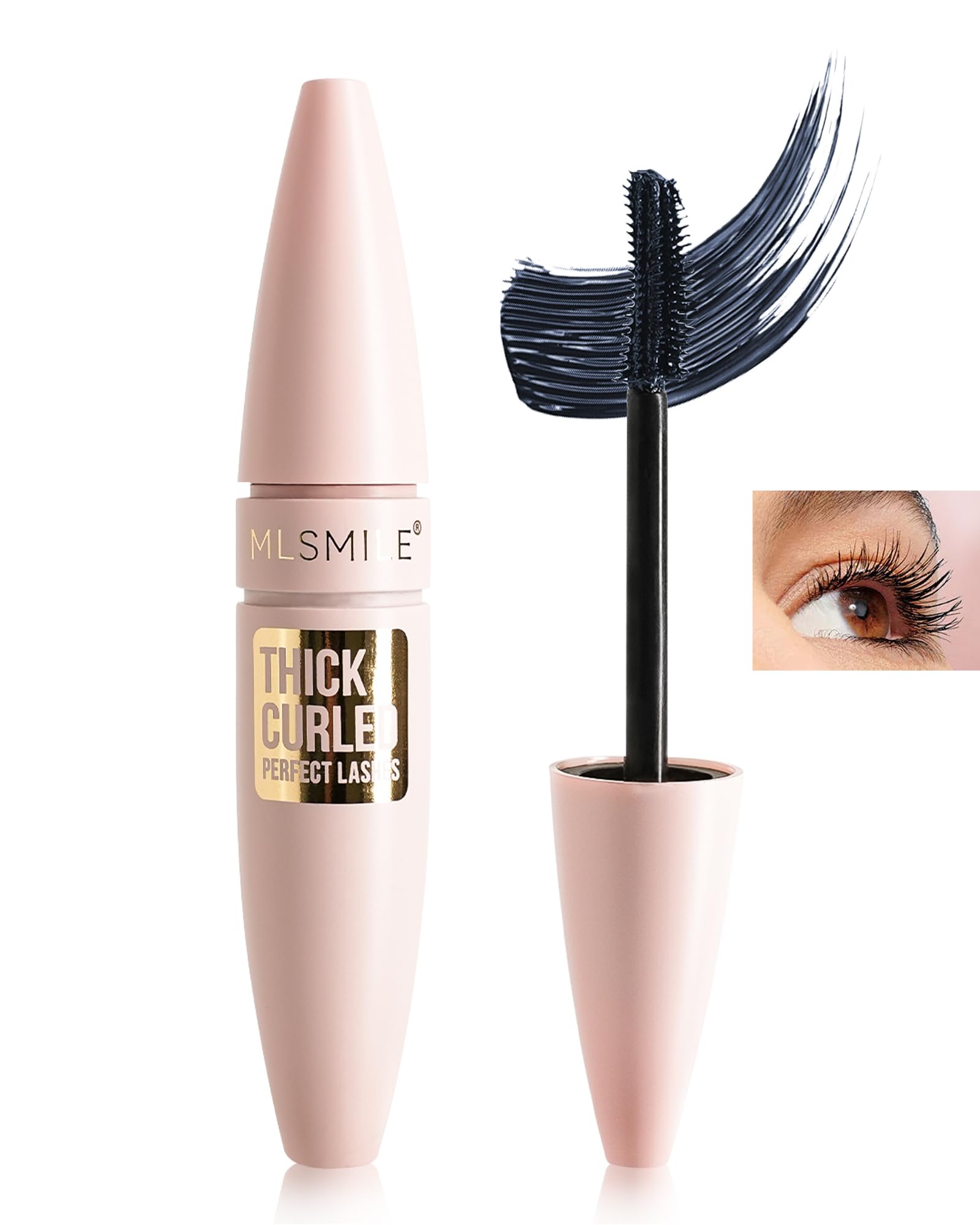 Black Grey Waterproof Mascara, Liquid Lash Extensions Mascara with Dual-Sided Brush