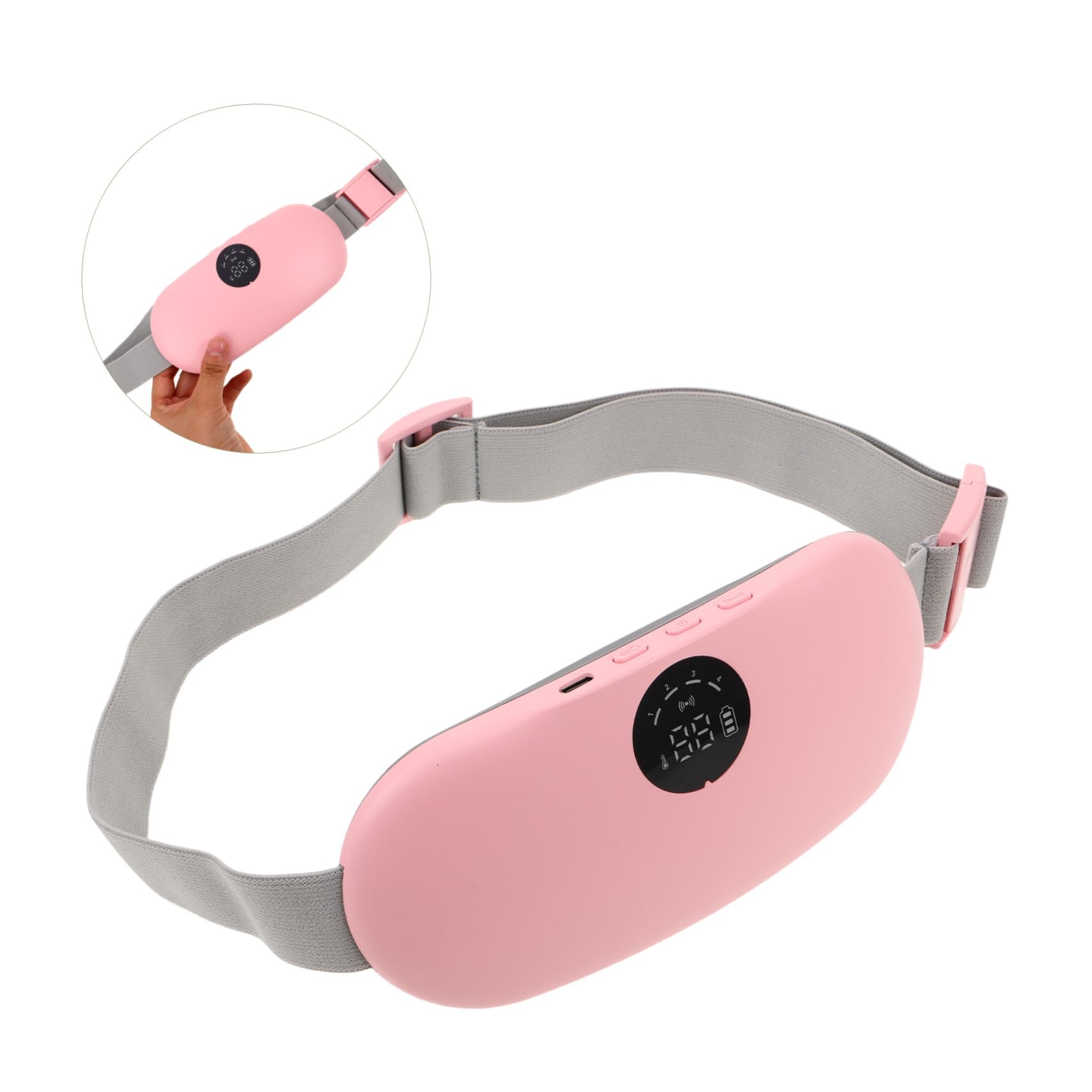 PACKOVE Masajeador De Cintura Eléctrico Recargable 1 Unidad Cinturón Térmico Para Cólicos Menstruales Tejido Ultrasuave Alivio Abdominal y Lumbar Para Menstruación Uso Doméstico y Portátil Mujeres