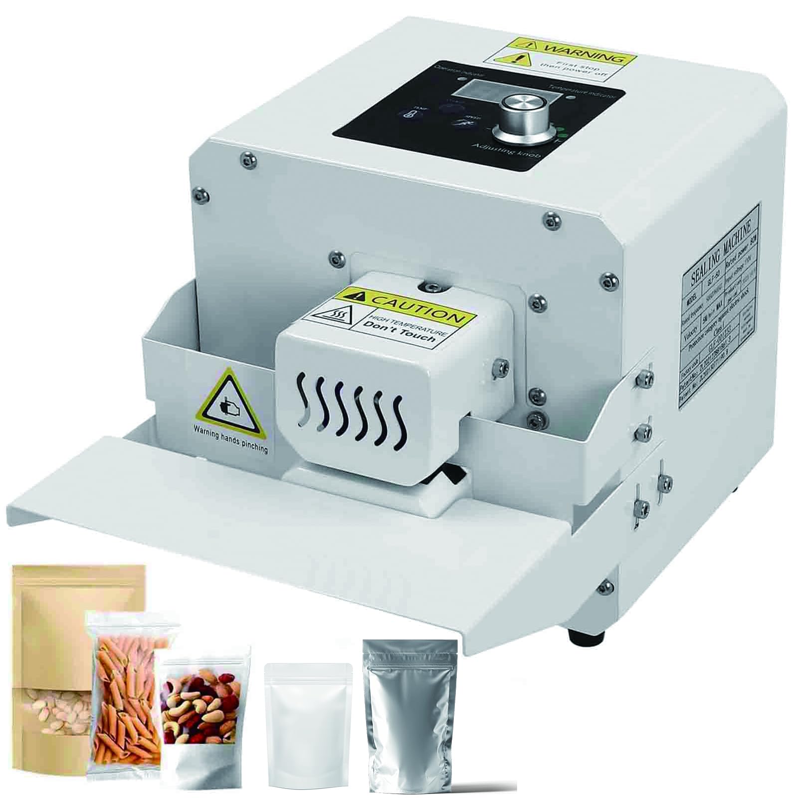 Sigillatrice automatica a caldo, 80 W, sigillatrice continua con temperatura e velocità regolabili, per imballaggi alimentari, piccoli negozi e cucina domestica