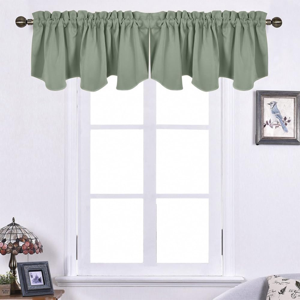 NICETOWN Greyish Green Curtain Valances Privacy Protection Blackout Window Valance for Bedroom Living Room Energy Efficient Rod Pocket Christmas