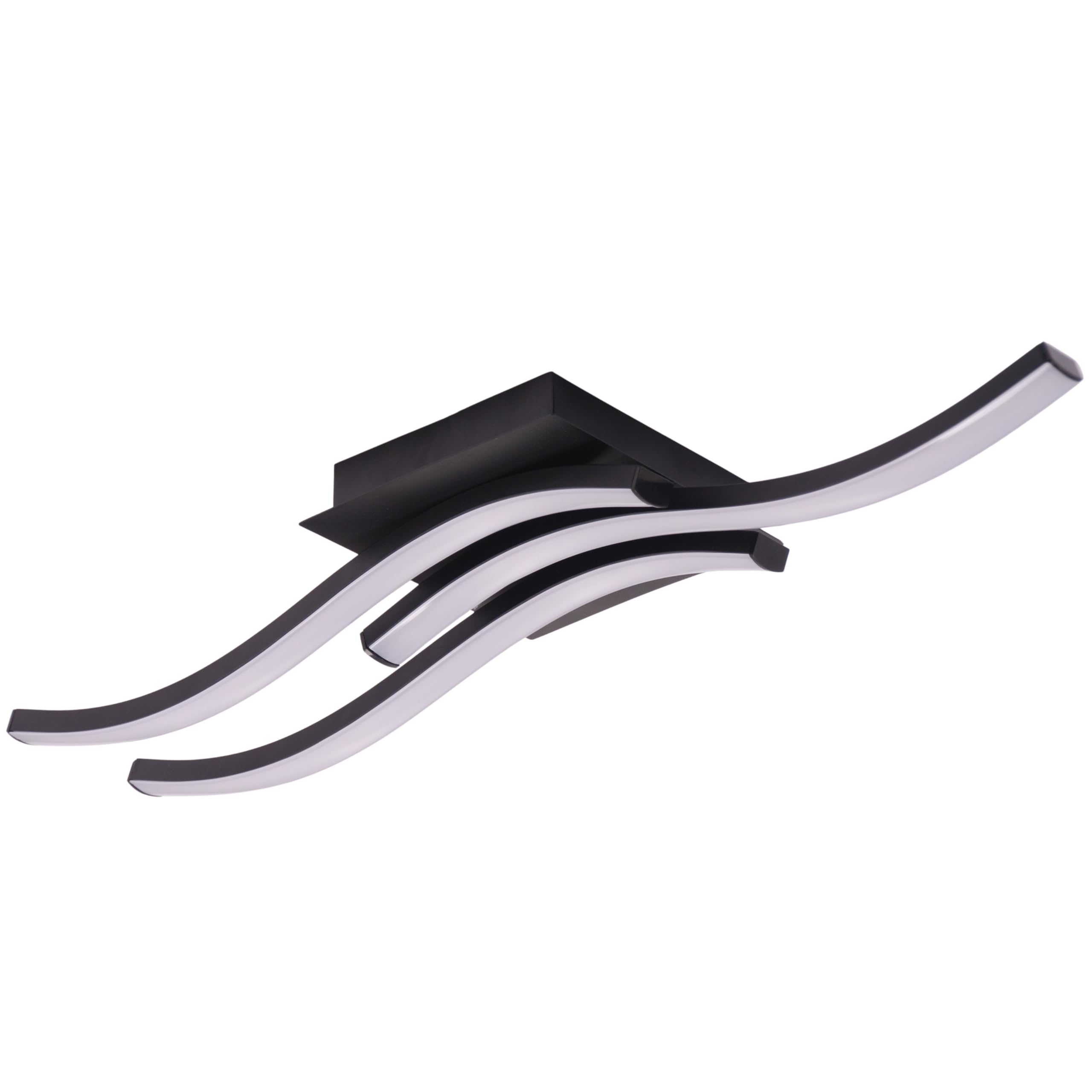 Happy Homewares Modern Triple Wavy Strip Flush Led Ceiling Light Fixture In Matte Black Sand from B&Q