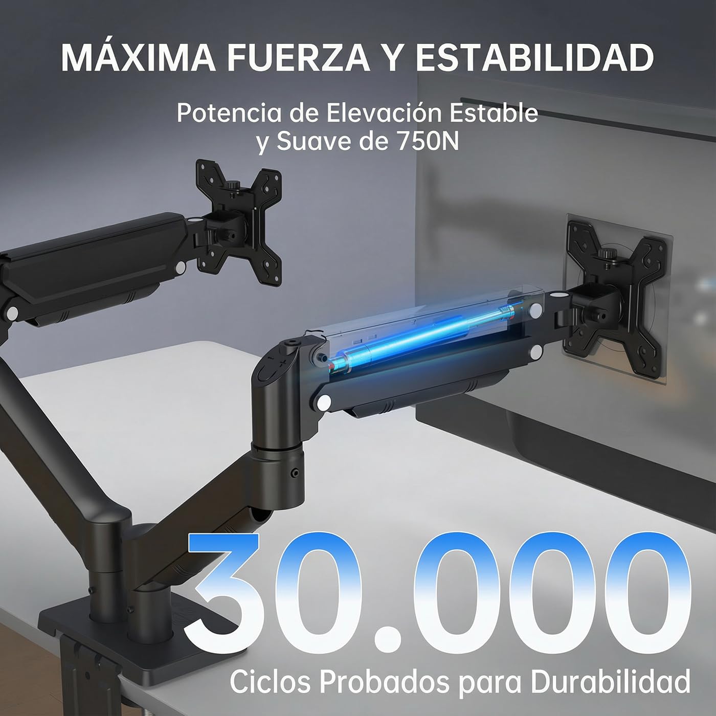 CoolBox M02D - Brazo Monitor Doble para Pantallas hasta 32", hasta 8Kg en Cada Brazo, Altura, Inclinación y Giro Ajustables, Rotación Monitor Vertical, VESA 75x75/100x100, Negro
