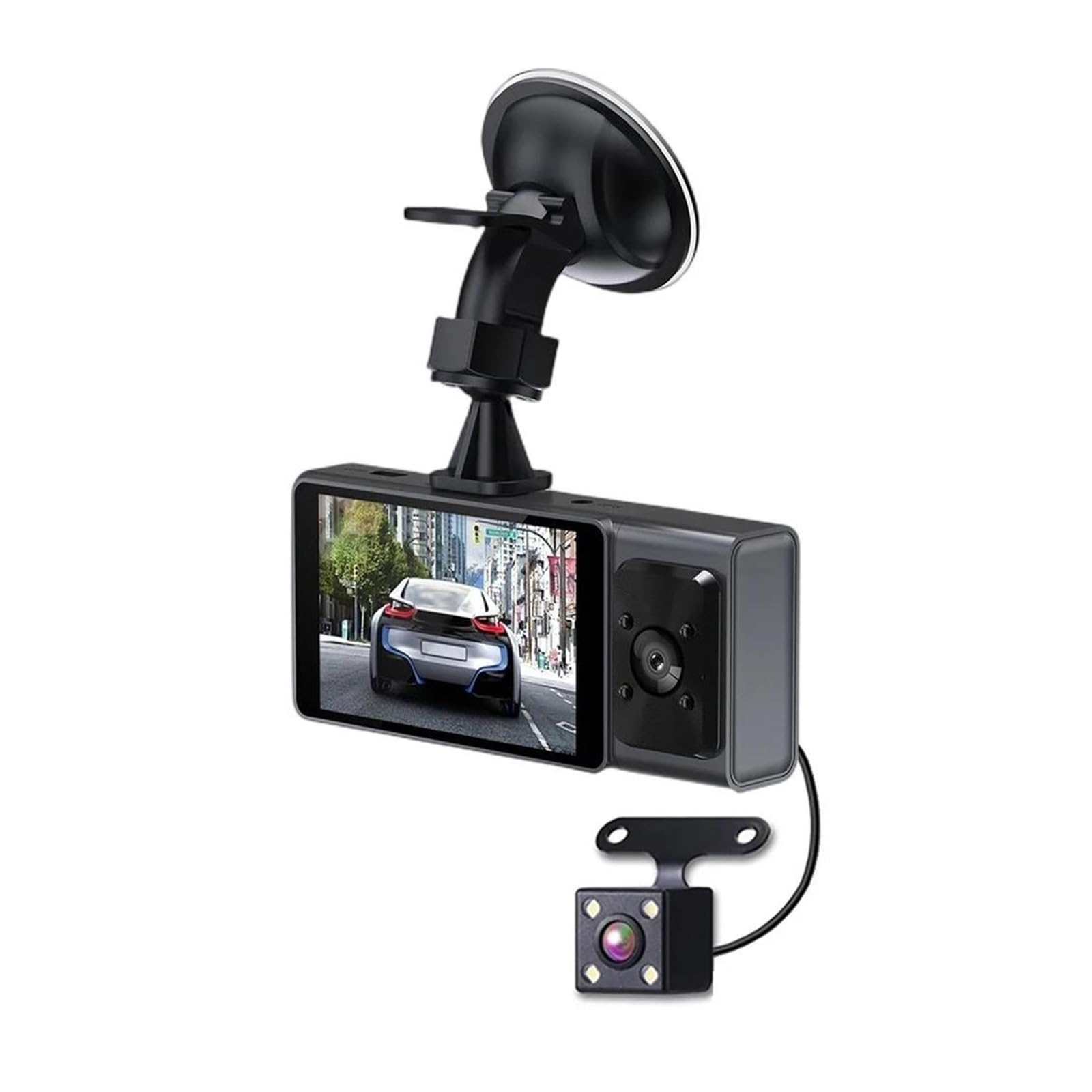 Telecamera di retromarcia senza fili 3 obiettivi per Dash Cam Motion Car DVR Telecamera posteriore Registratore di guida Monitor di parcheggio G-Sensor Schermo IPS da 3,0 pollici