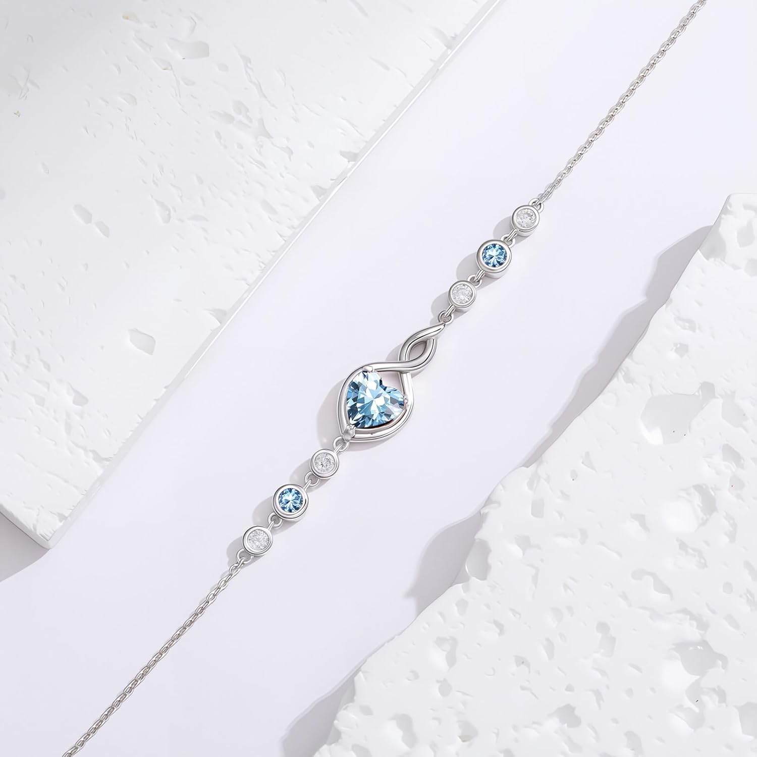 Infinity Birthstone Bracelet 925 Sterling Silver Heart Love Infinity Bracelet Fine Jewelry Anniversary Birthday Gifts for Women Girlfriend Wife Mom - Image 5