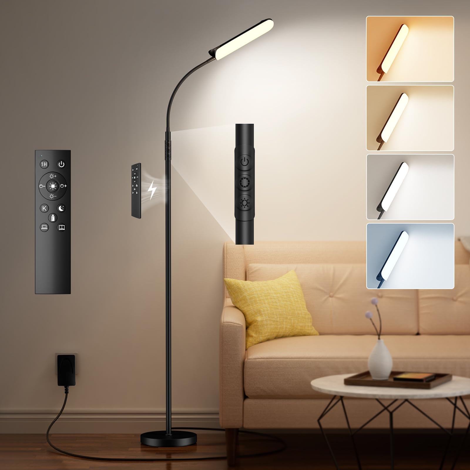 Silver Drive/Stand Up/DARKNESS×BRIGHTNES Nulmvic LED Floor Lamps for Living Room-18W Super Bright