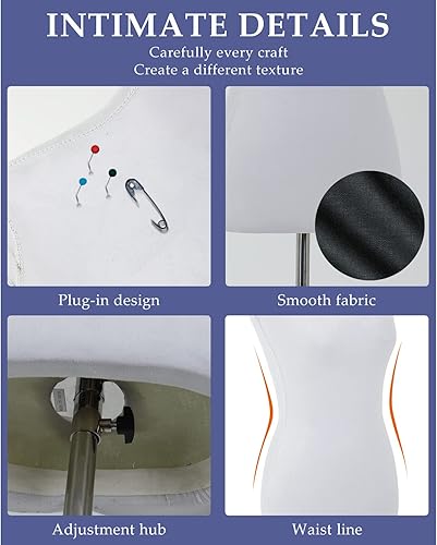 Miniatura 4 de Maniquíes femeninos forma de torso soporte de maniquí para exhibición de 60 pulgadas a 67 pulgadas de altura ajustable para coser base de madera,