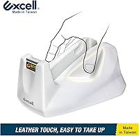 Vista 5 de Excell EX-11425WH - Dispensador de cinta de escritorio doble premium (núcleo de 1 pulgada + 3 pulgadas) con base ponderada en arena, dispensadores