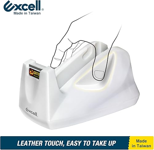 Miniatura 5 de Excell EX-11425WH - Dispensador de cinta de escritorio doble premium (núcleo de 1 pulgada + 3 pulgadas) con base ponderada en arena, dispensadores