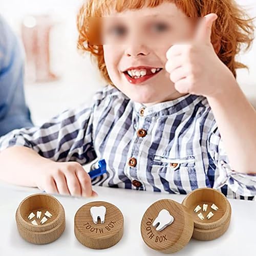 Miniatura 4 de GSHLLO Cajas de madera para dientes perdidos, caja de hadas de dientes de bebé, soporte de almacenamiento de dientes caídos, organizador de