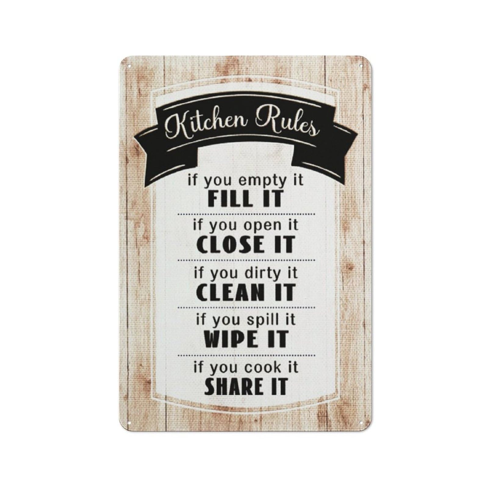 Vintage Metal Tin Signs Metal Plaque Retro Kitchen Rules If You Empty It Fill It If You Open It Close It Wall Art,Funny Rustic Retro Kitchen Saying Decor For Kitchen Farmhouse Wall Decor 8X12 Inch
