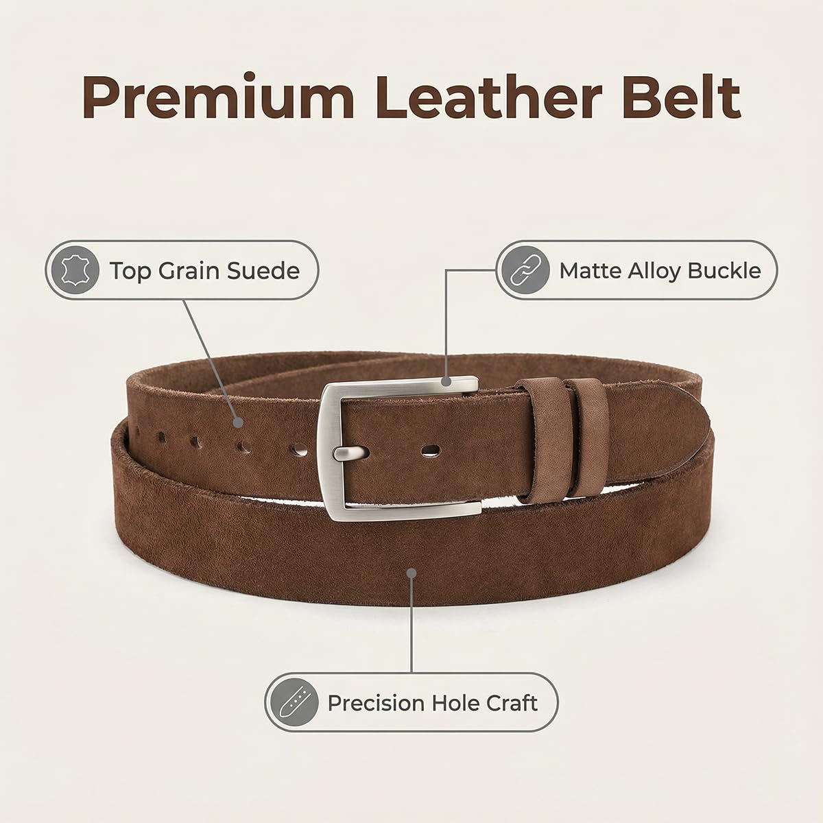 VRLEGEND Ceinture Homme Cuir Ceinturon En Cuir Pleine Fleur,100% Cuir Véritable 38 mm De Largeur avec Boîte Cadeau