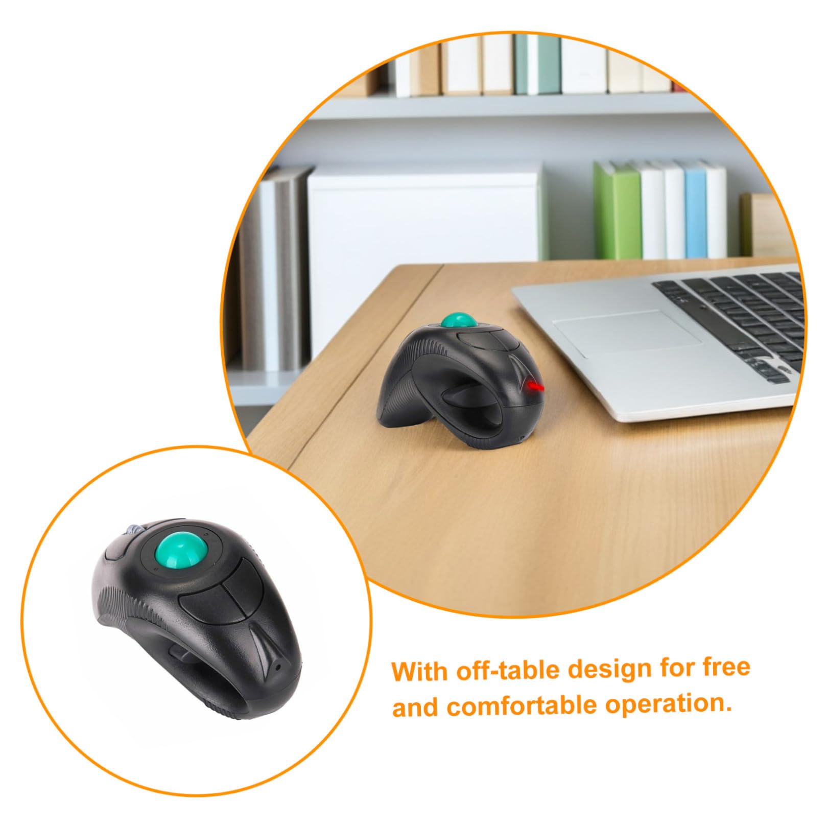 VILLCASE Mouse Trackball Wireless 2.4g 1000dpi USB Portatile Nero