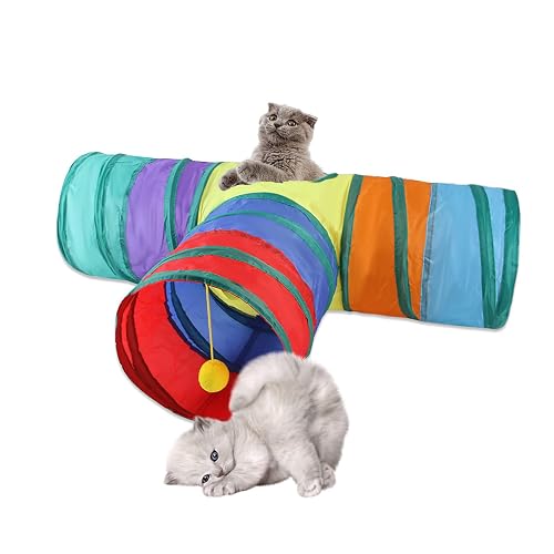 AOKUY Túneles para Gatos,Túnel de Gato3 Vías Plegable Juguete del Gato/Divertido Juego Juguete Tubo/Túnel…