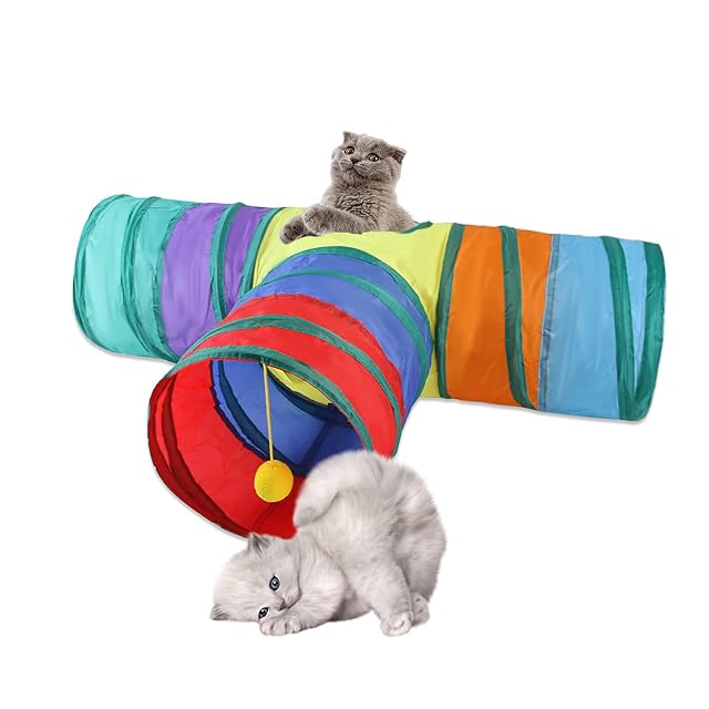 AOKUY Túneles para Gatos,Túnel de Gato3 Vías Plegable Juguete del Gato/Divertido Juego Juguete Tubo/Túnel…