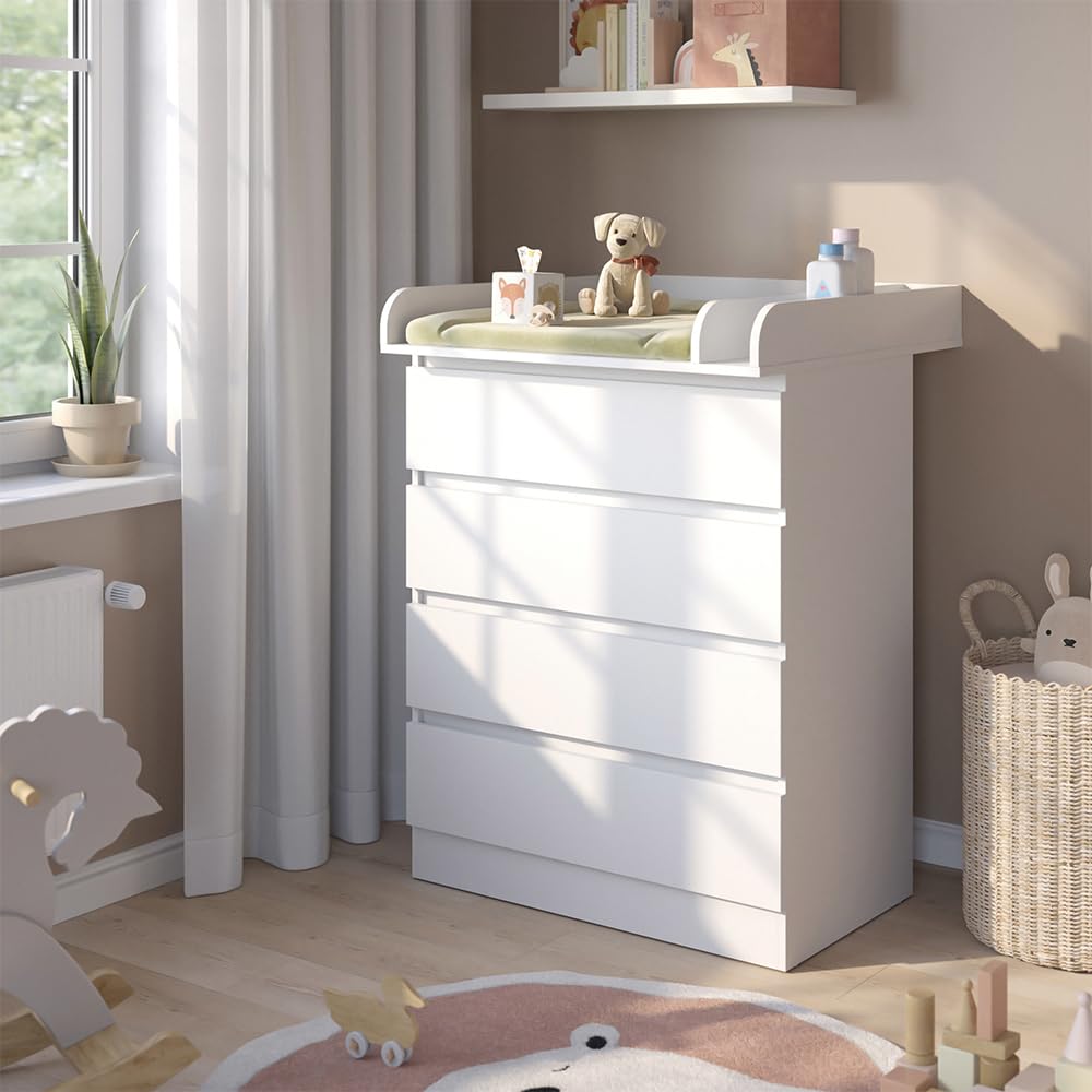 Vitalispa Przewijak dla dziecka "Emmi", Biały, 80 x 111.6 cm | z 4 szufladami