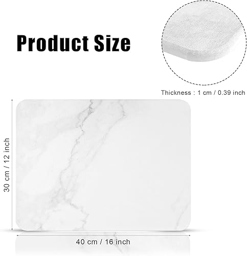 Miniatura 2 de Tapete de secado de piedra, 12 x 16 pulgadas, de diatomita, súper absorbente, patrón de mármol blanco, antideslizante, resistente al calor, para