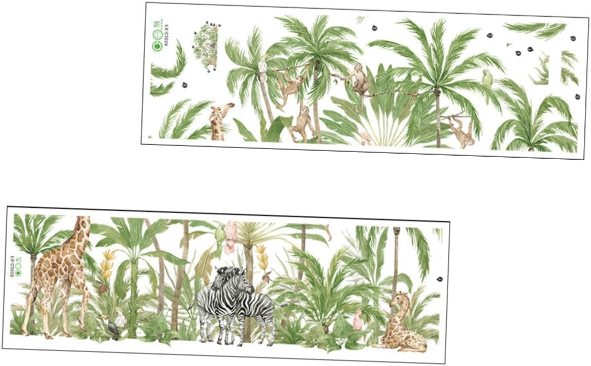 ABOOFAN 2 Sheets Stickers Wall Stickers Green Plants Wallpaper Tropical