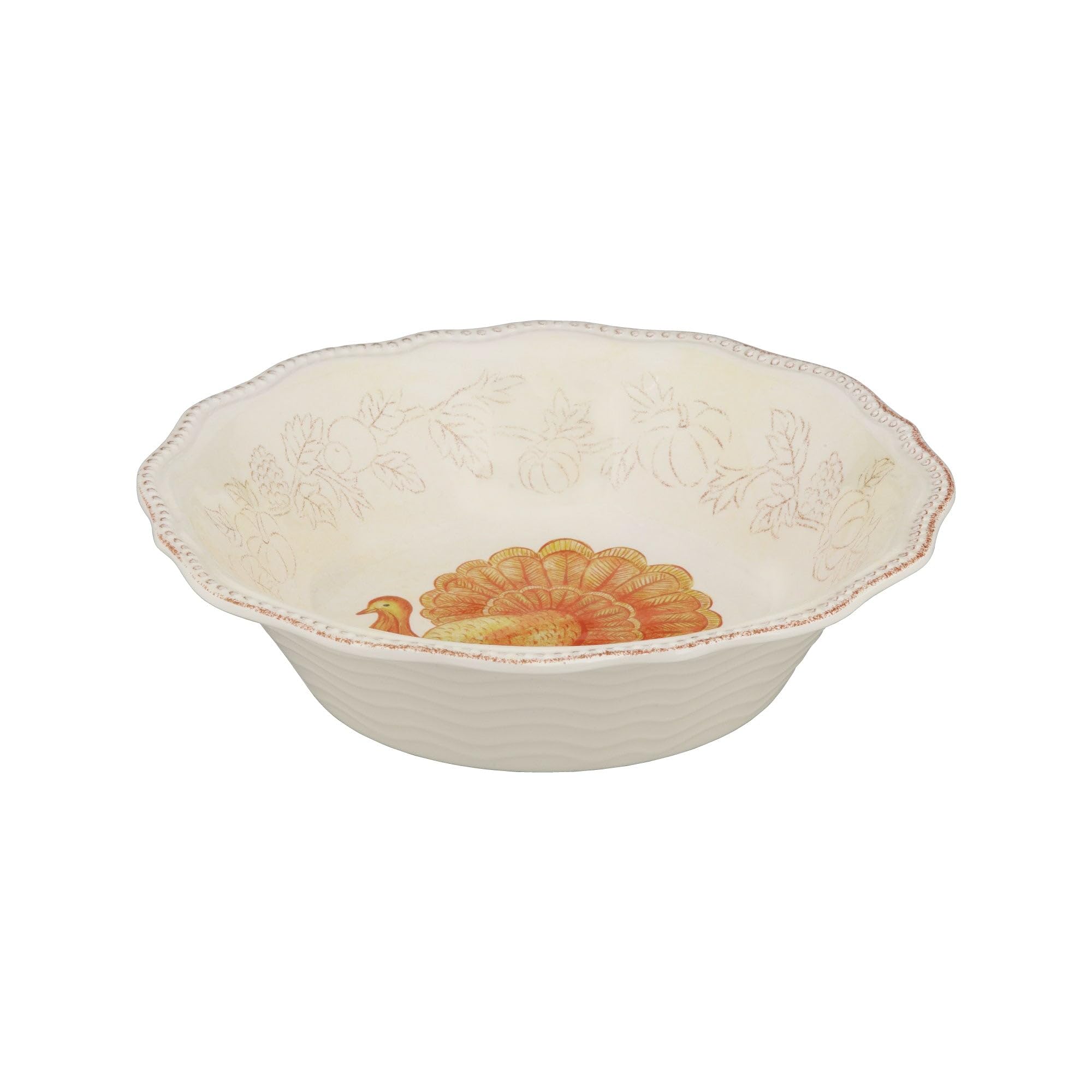 UP ware Glitter Truthahn Melamin-Schüssel-Set, Blumenförmige Schalen mit Perlenrand für Nudeln, Reis, Suppe und Salat, BPA-frei, spülmaschinenfest, bruchsicher, Orange, 20,3 cm, 6 Stück