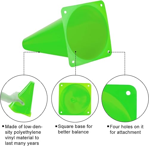 Miniatura 9 de Conos deportivos de 9 pulgadas, paquete de 15 conos de fútbol naranjas, marcadores de campo de agilidad, conos de tráfico de plástico para