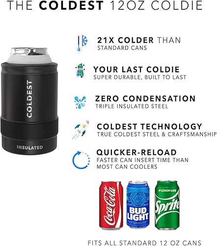 Miniatura 3 de The Coldest enfriador de latas, con aislamiento de doble pared para latas estándar de cerveza, latas de refresco, 12 onzas, color amarillo solar