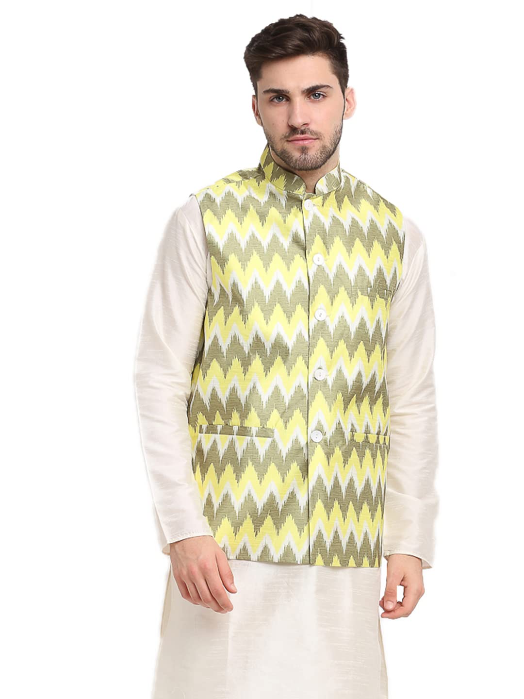 jompers Men's Ikat Printed Nehru Jacket.-picture-51