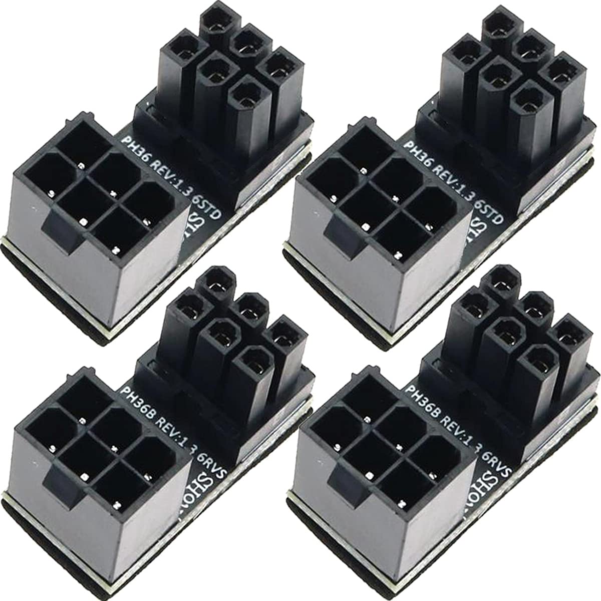 ATX adapter sieciowy, wtyczka 6-pinowa, karta graficzna 180 stopni, pionowy adapter kabla zasilającego, 4 szt. 6-biegunowe gniazdo na wtyczkę 6-biegunową (2 style)