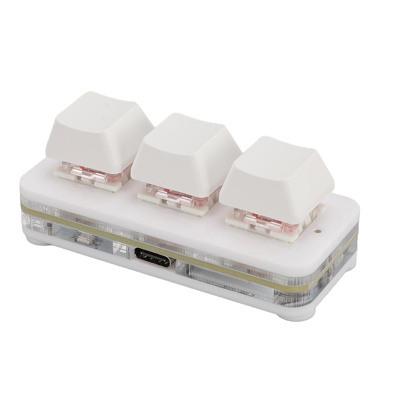 Yoidesu Clavier Macro programmable mini USB à 3 touches, clavier mécanique de l'appareil Sayo avec rétroéclairage RVB et interrupteur rouge, câble de type C pour travail de bureau et jeux (blanc)