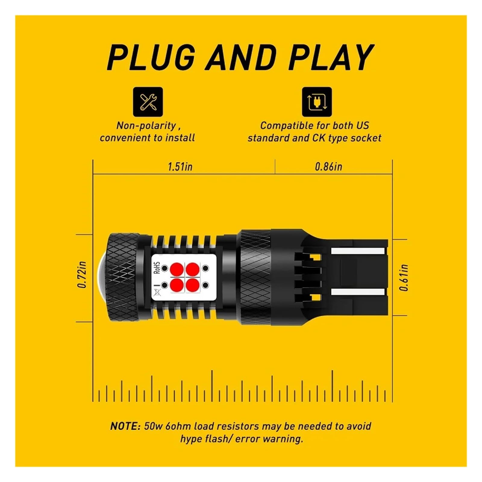 Luz Trasera Luces LED Freno Traseras Para Coche 7443 W21/5W T20, Luz Intermitente Roja Y Amarilla, 7440 W21W, 12 V Piloto posterior(Yellow,7443 W21/5W T20)