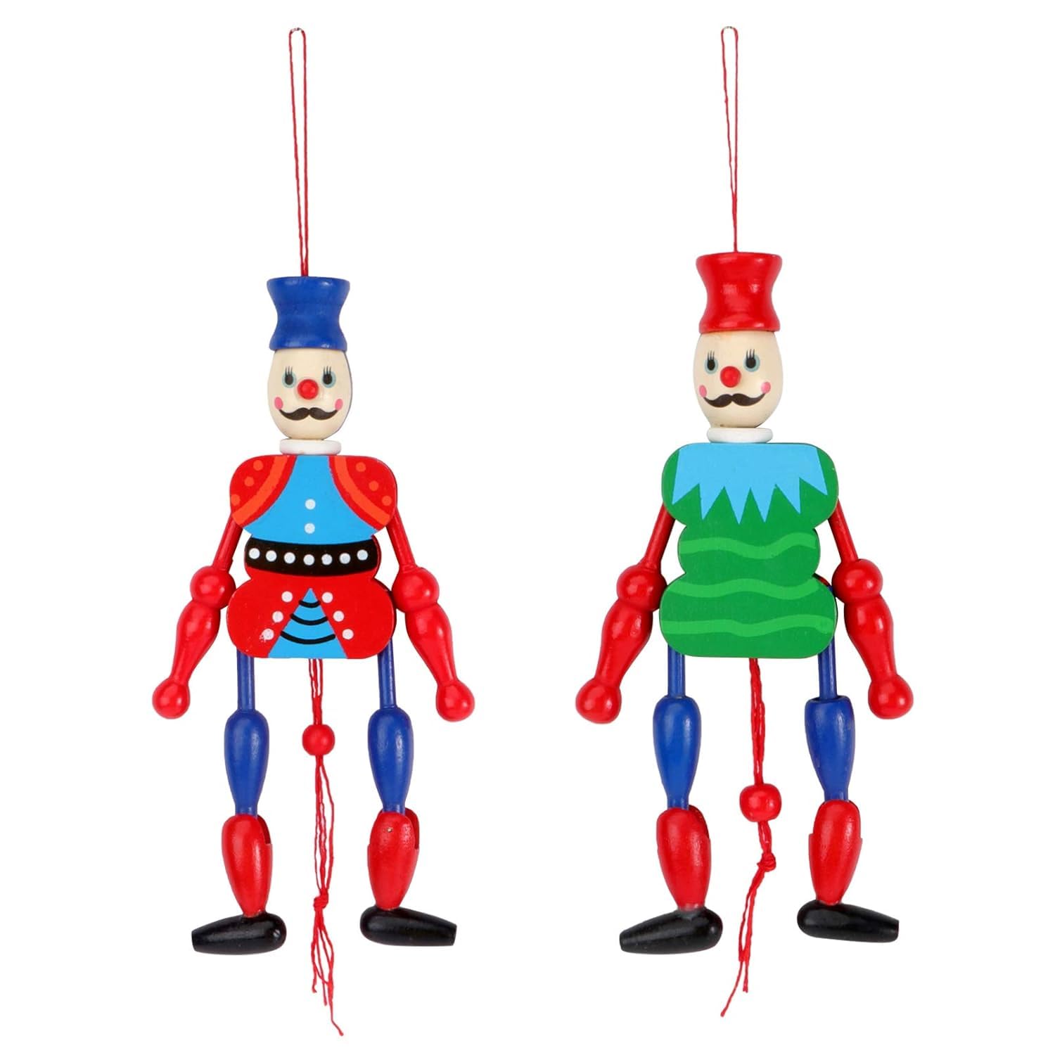 ECO-Friendly Toys Wooden Toy Ornaments, Funny Hanging Puppet Dolls, Marionette Pull String Toys, Set of 2