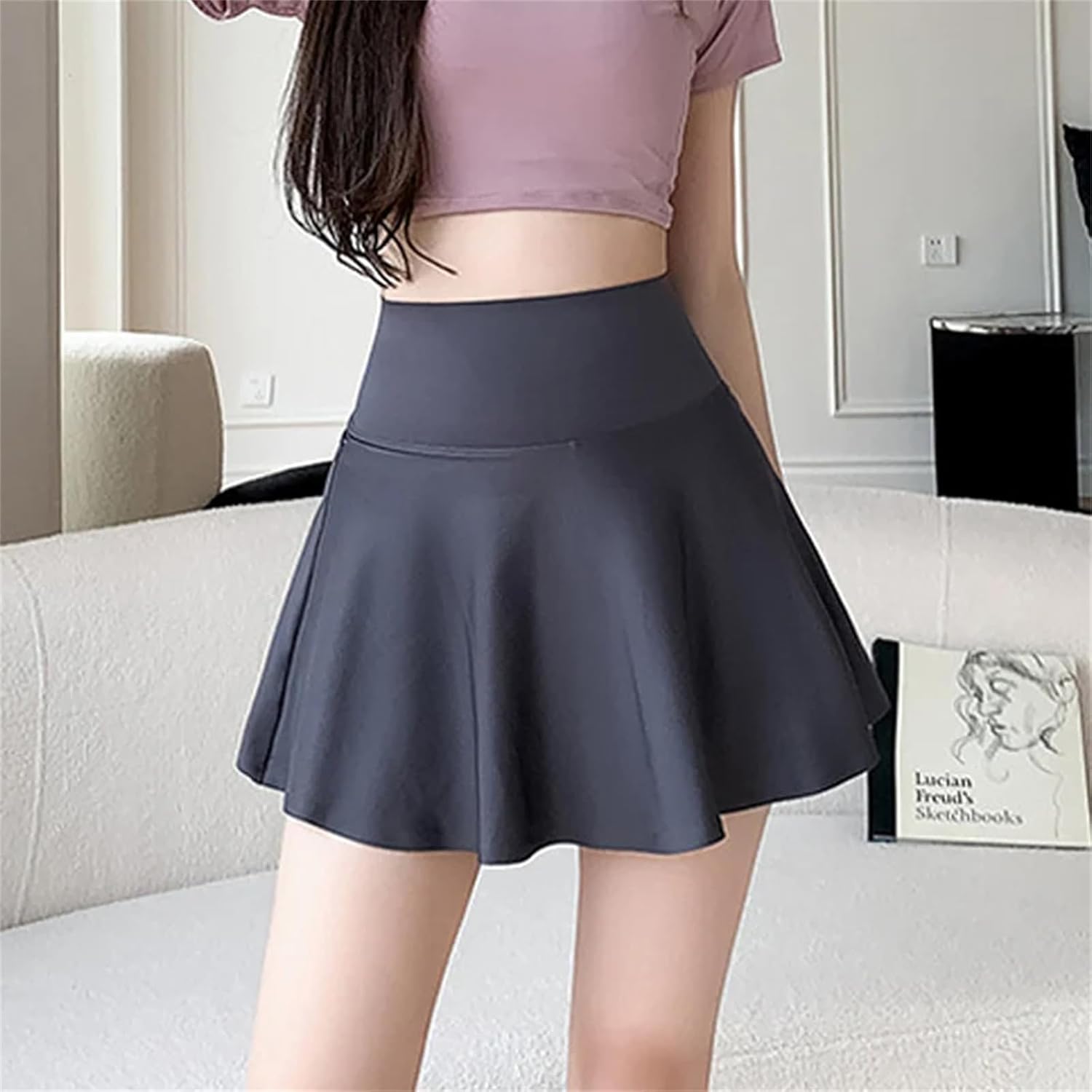 Sports Mini Skirt for Women Casual Yoga Tennis Short Fake Two Piece Safety Shorts