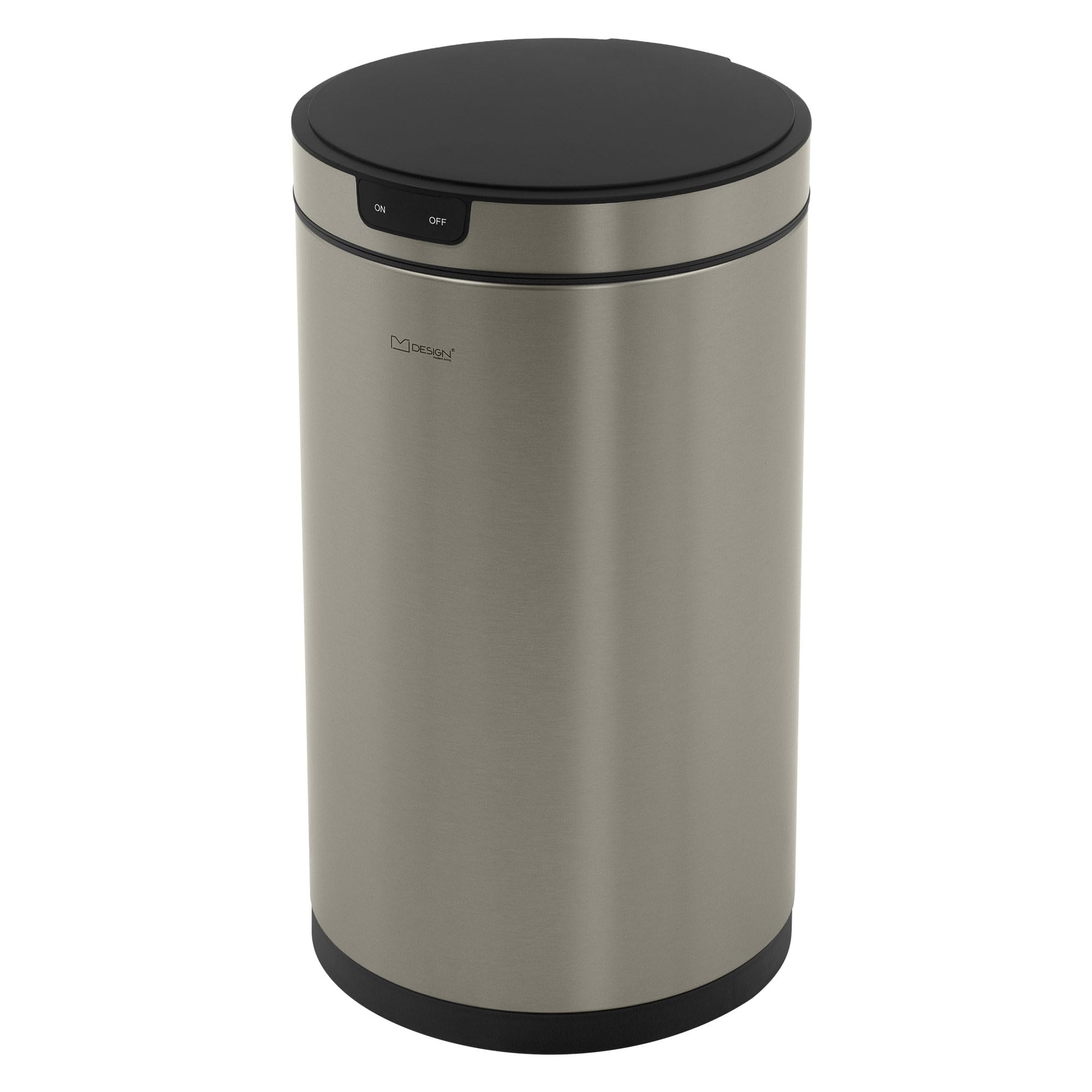 ML-Design Mülleimer mit Sensor 30L rund aus Edelstahl, Silber, Automatisches Öffnen & Schließen, Abfalleimer berührungslos, Klemmring für Müllbeutel, Müllbehälter mit Bewegungssensor für Küche & Büro