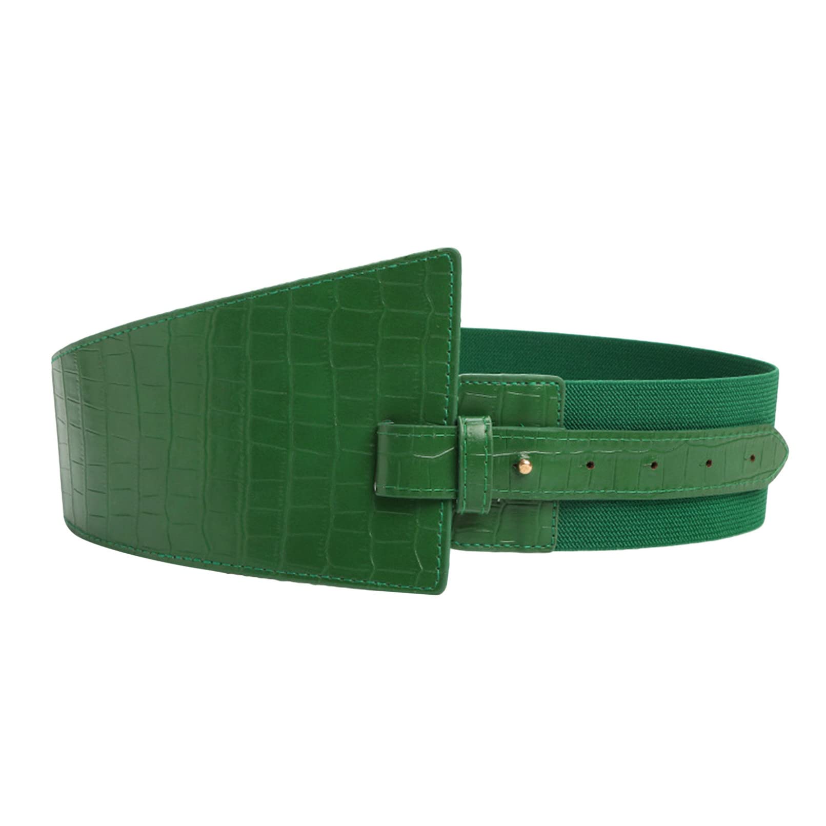 QXPDD Women Stretchy Wide Waist Belt,Vintage Elastic Asymmetrical Belts Corset Cinch Belt Waistband for Dress Long Coat Jumpsuit,Green