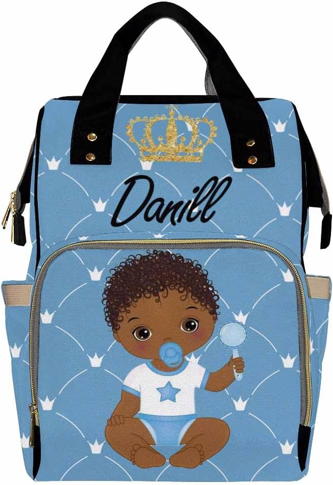 Customized Diaper Bag with Name, Personalized School Bag for Girls, Monogram Nappy Backpack with Thermal Pockets for Adults Kids, Large Capacity Waterproof Diaper Bag, Travel Gifts