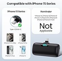 Vista 2 de Mini Portable Charger USB C Power Bank,Upgraded 5000mAh PD Fast Charging Battery Pack Built-in USB-C Connector Travel Essential for