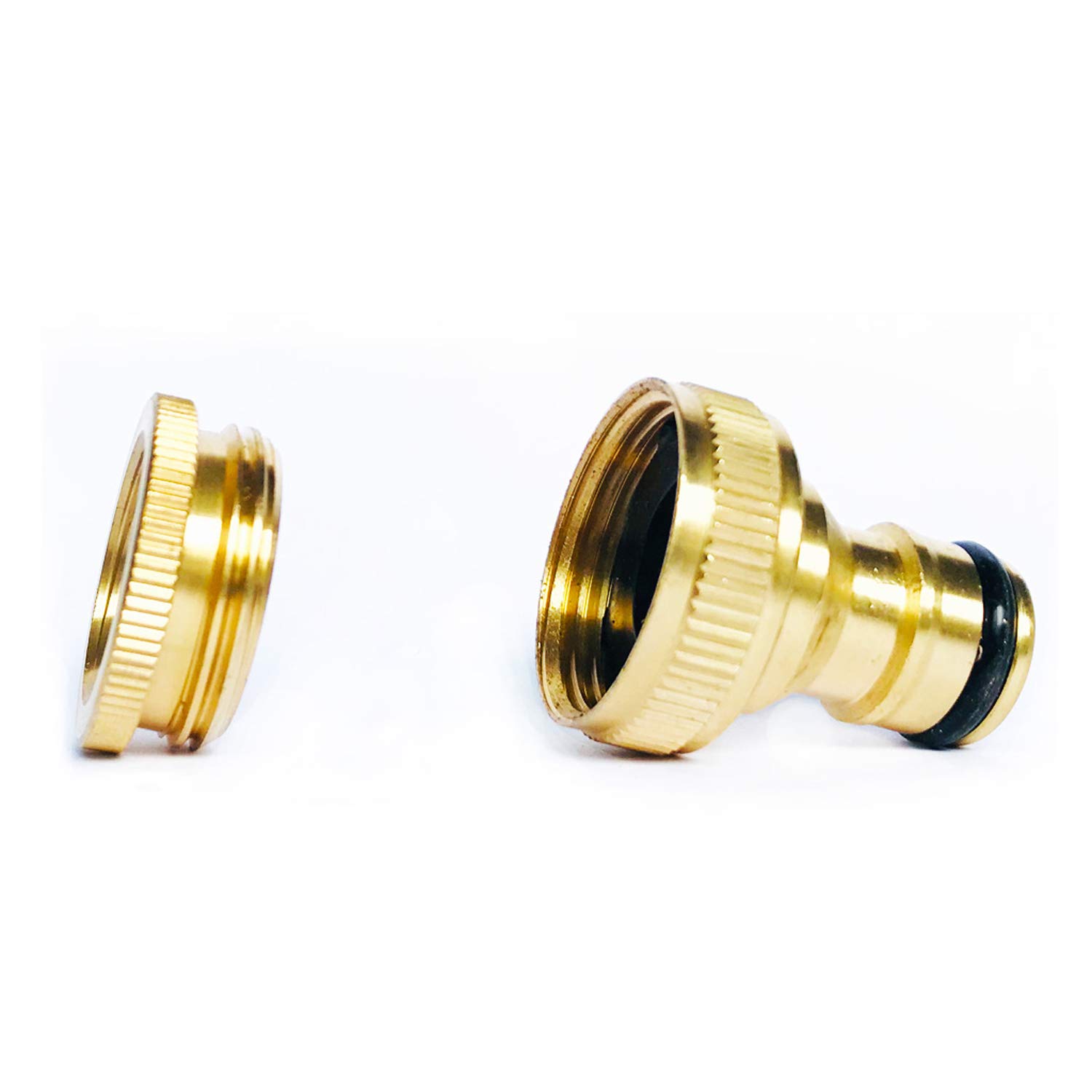 COSORO 2 Pack Garden Hose Tap Connector 3/4 inch & 1/2 inch 2in1 Brass Female Threaded Tap