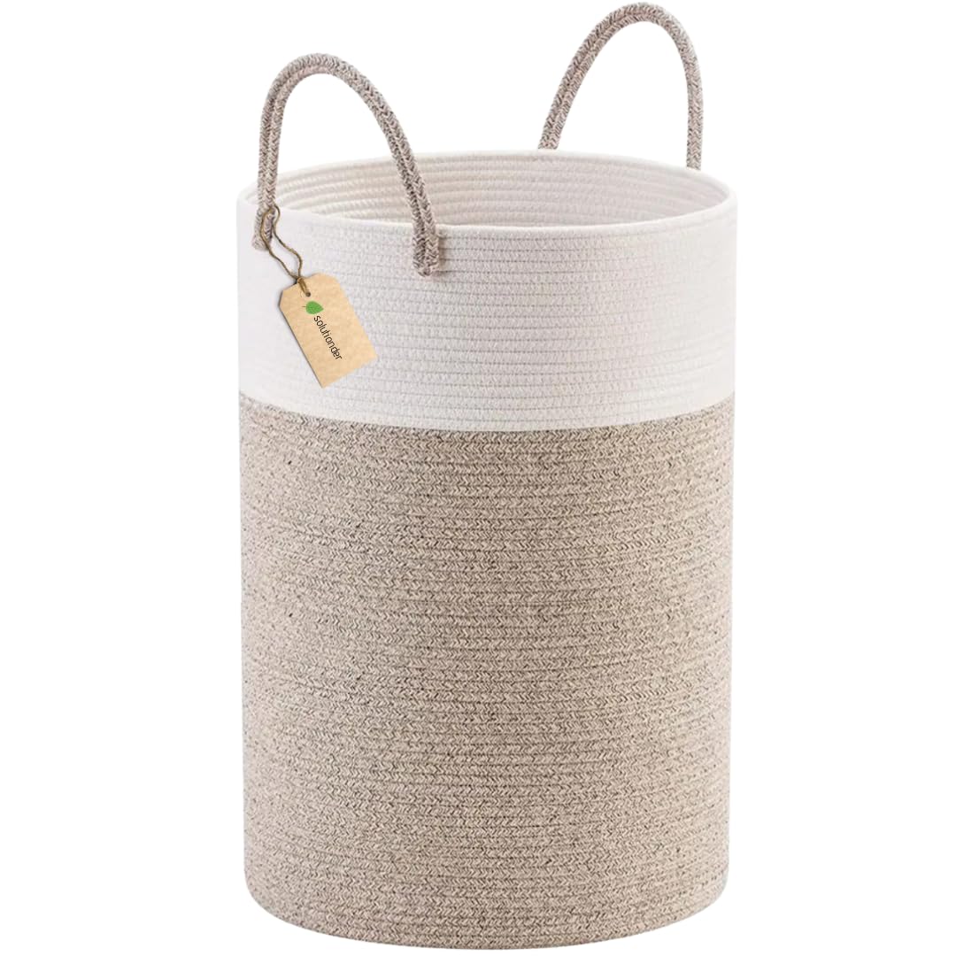 Panier de rangement extra large en corde de coton tressé bicolore haut de gamme