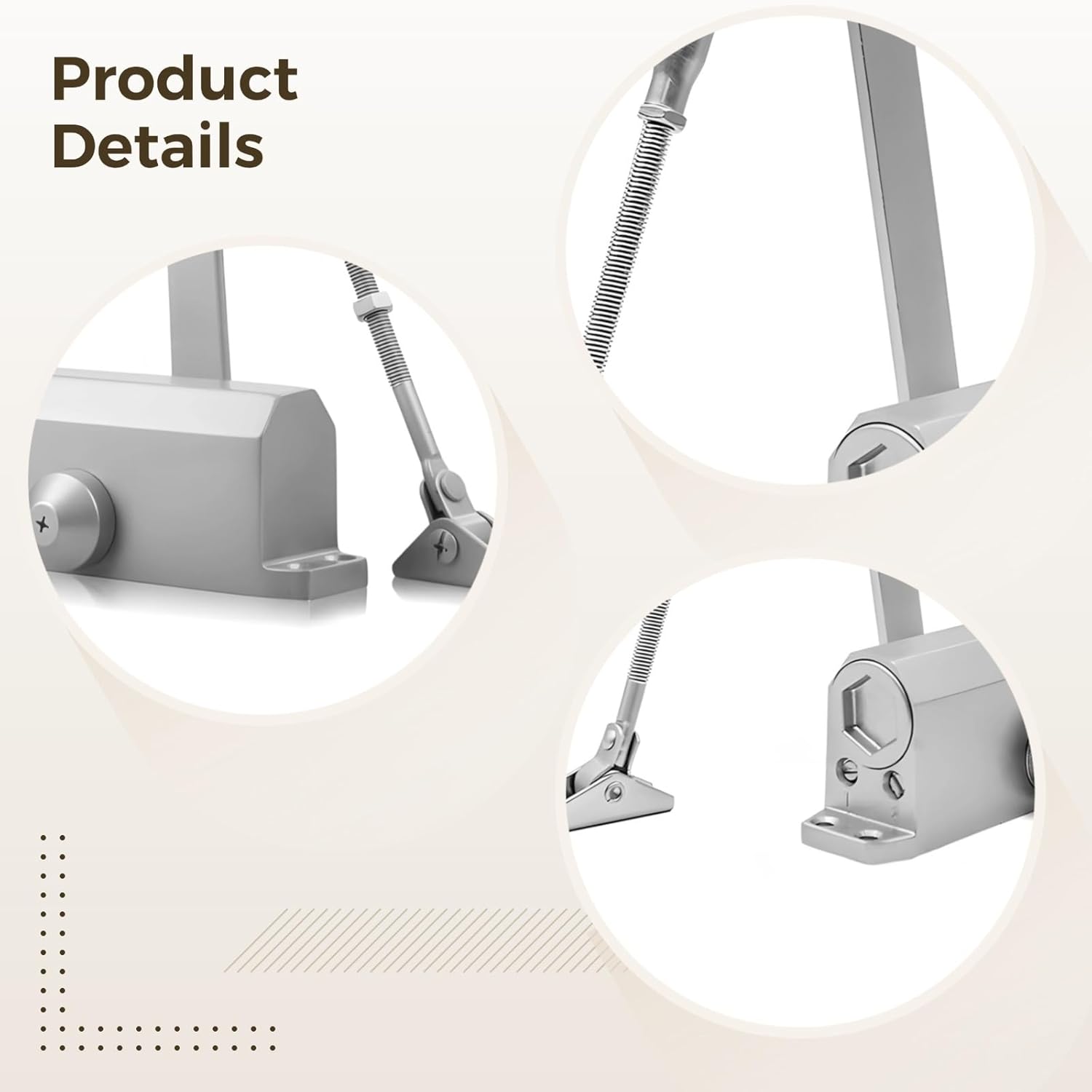 Automatic Door Closer for Fire Safety, Aluminum Hydraulic Closer, Noise-Reducing, Reversible Mounting Plate, Fits 36 in Doors